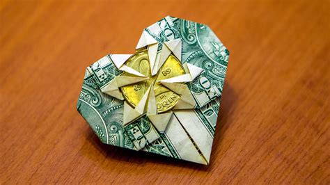 How To Fold Origami Money Heart With Coin Star Easy And Simple Way