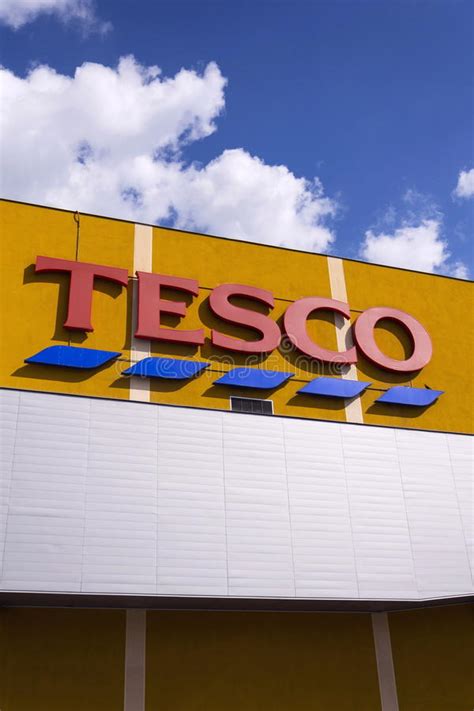 Tesco Company Logo On The Supermarket Building Editorial Image Image
