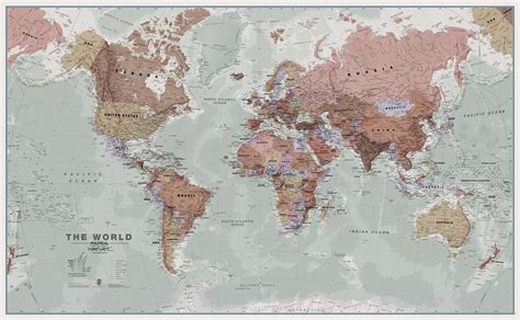 Large Executive World Wall Map Political Laminated