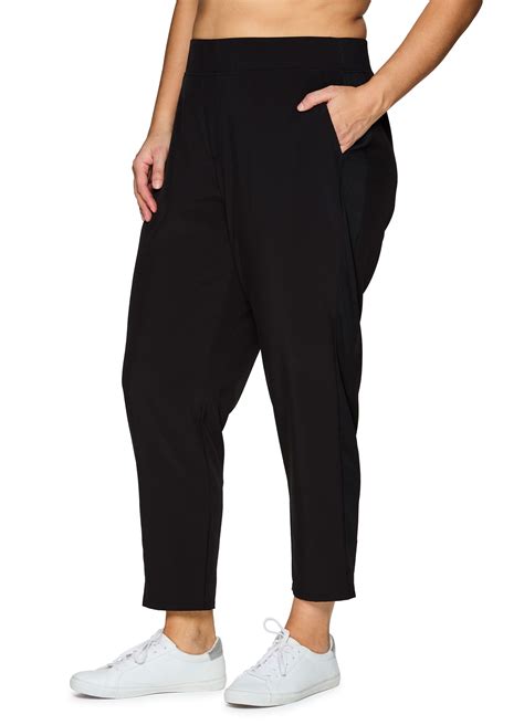 Rbx Active Women S Plus Size Ribbed Side Woven Ankle Pant With Pockets Walmart Com