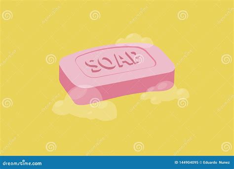 Pink Bar Of Soap With Bubbles Vector Illustration Isolated Stock