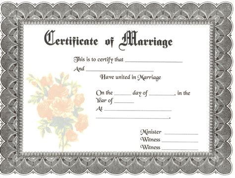 Free Printable Blank Marriage Certificate
