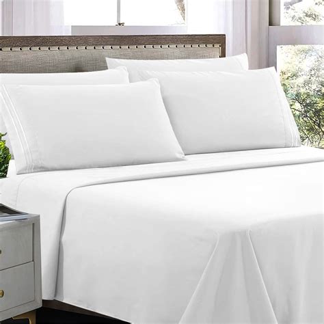 King White Bed Sheets Set Hotal Quality Bedding Microfiber 6 Piece Bed Sheets