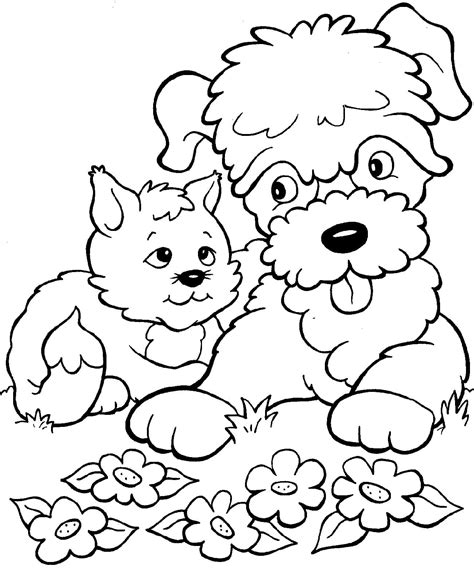Cute Cat And Dog Coloring Page Free Printable Coloring Pages For Kids