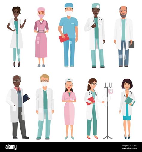 Doctors Nurses And Medical Staff Medical Team Concept In Cartoon Flat Design People Character
