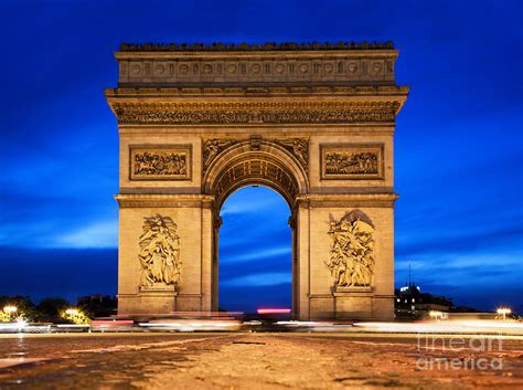 Arc De Triomphe At Night Paris France Photograph By Michal