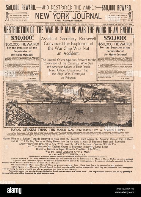 1898 New York Journal Portada La Destrucción Del Acorazado Maine