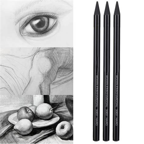 Tebru 3pcs Pure Carbon Sketch Pencil Professional Hardmediumsoft