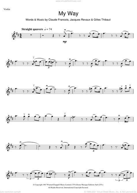 Sinatra My Way Sheet Music For Violin Solo Pdf V2