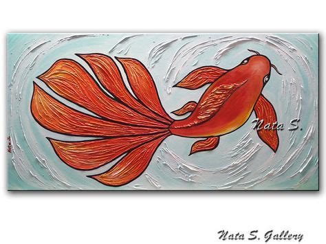 Koi Fish Painting Gran Pintura Abstracta De Peces De Oro Pintura