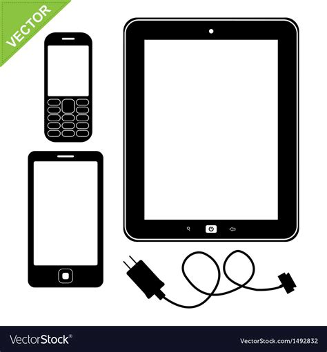 Smart Phone Mobile And Tablet Silhouette Vector Image
