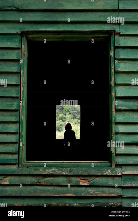 Young Lady Gazing Through Window Stock Photo Alamy