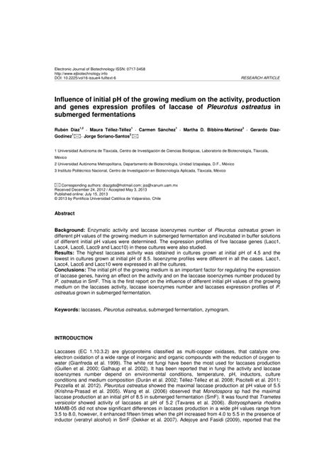 pdf influence of initial ph of the growing medium on the activity production and genes