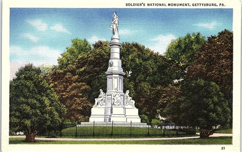 Vintage Postcard Of Soldiers National Monument In Gettysburg Pa