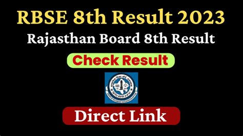 Rbse 8th Result 2023 Rajasthan Board Class 8 Result Link Check By