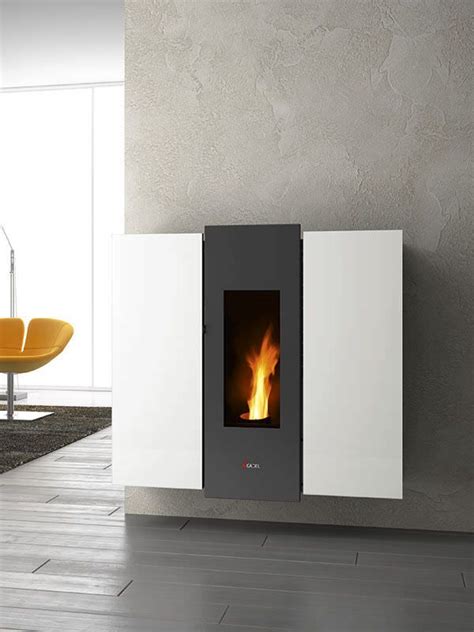 Pellet Heating Stove Contemporary Steel Wall Mounted Wall Cadel Wood Pellet Stoves