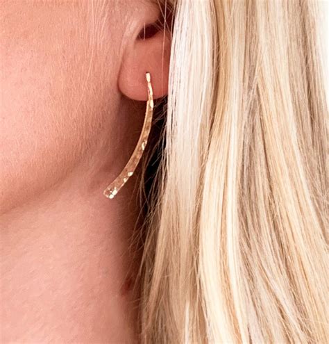 14K Gold Fill Or Sterling Curvy Threader Drop Earrings Two Etsy