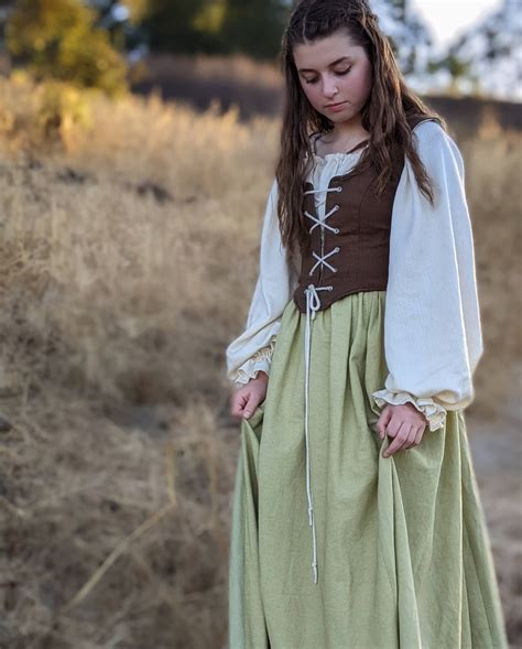 17th Century Linen Peasant Dress Custom Made Milk Maid Dress Corset Dress Historical Costume Etsy