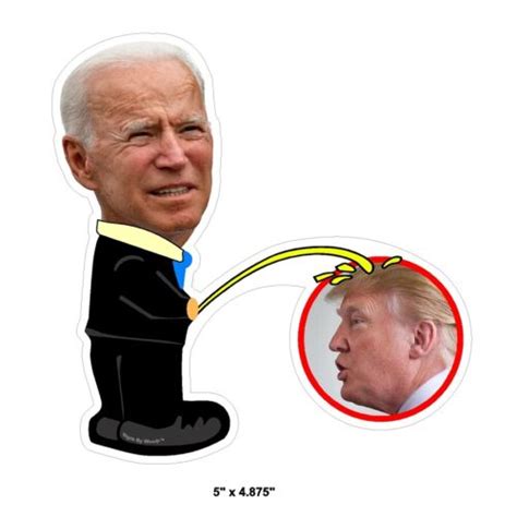 Biden Peeing Pissing On Trump Head Sticker Decal Ebay