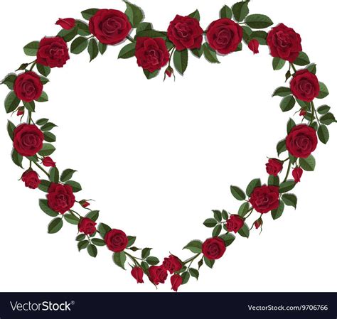 Bouquet Of Roses In A Heart Shape Symbol Vector Floral Frame For