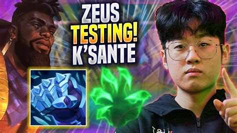 ZEUS TESTING K SANTE IN KR SOLOQ T1 Zeus Plays K Sante TOP Vs Fiora