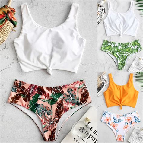 [ladymiss] sexy women bikini set print padded swimwear bathing swimsuit beachwear shopee