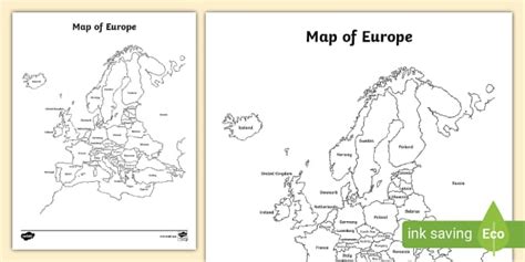 Map Of Europe Blank Labeled Map Template Teacher Made