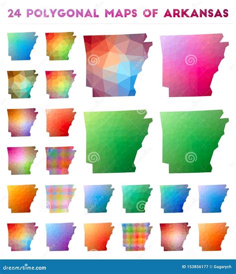 Set Of Vector Polygonal Maps Of Arkansas Stock Vector Illustration