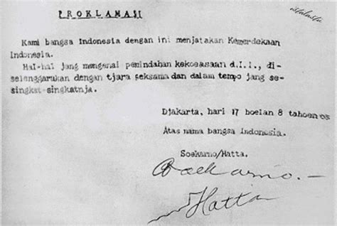 Teks Proklamasi Kemerdekaan Indonesia 17 Agustus 1945 Tulisan Tangan