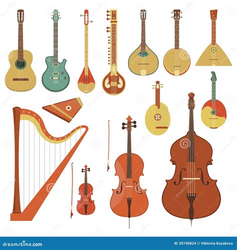 Stringed Musical Instruments Stock Vector Illustration Of Acoustic