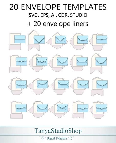 Cricut Projects Discover Set Of 20 A7 Envelope Templates 525 X 725