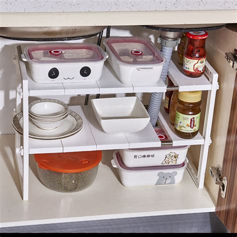 Expandable Under Sink Organizer 2 Tier Multifunctional Storage Rack