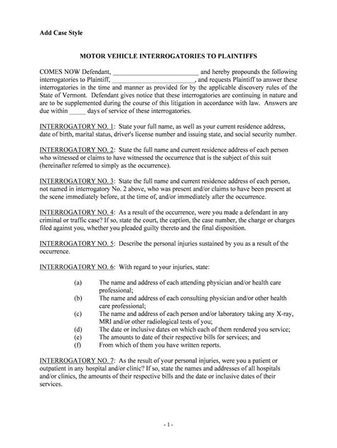 Interrogatories 4 Sample Interrogatories From Plaintiff And Form Fill Out And Sign Printable