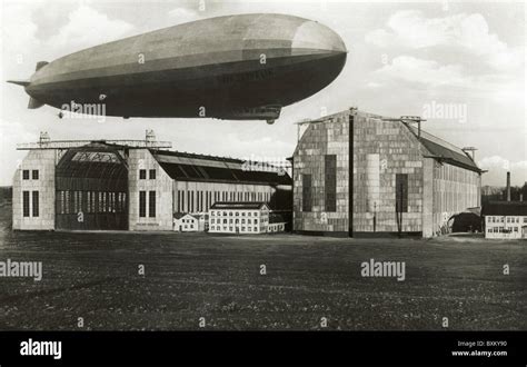 Transport Transportation Aviation Airships Airship Graf Zeppelin Flighing Over The Hangar