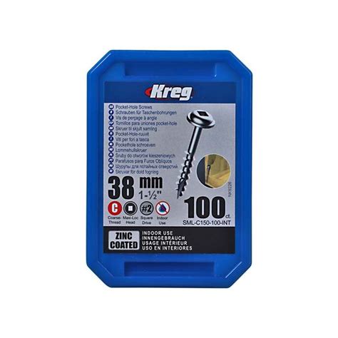 Kreg No8 Coarse Maxi Loc Pocket Hole Screws 38mm 100 Pack Sml C150