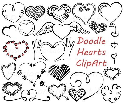 Doodle Hearts Clipart Heart Clip Art Digital Hearts Clip Etsy In 2020