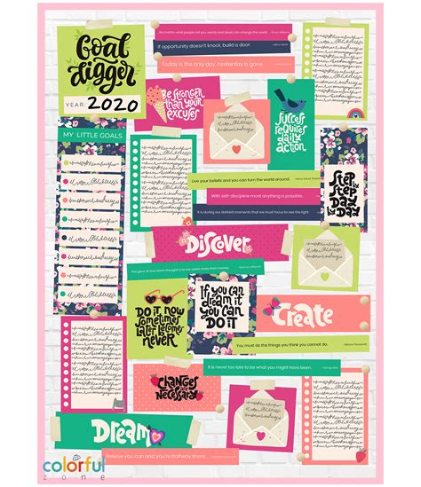 Vision Board Instant Download And Printable Colorful Zone