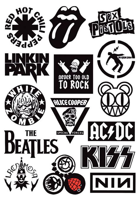 Rock Band Stickers A4 Full Page Set Band Stickers Music