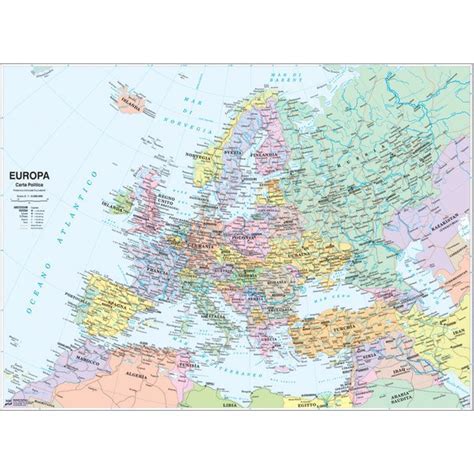 La cartografica visceglia propone le mappe con cap www. Carta geografica murale fisica e politica EUROPA Belletti ...