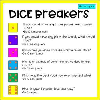Dice breakers (Ice Breaker) game with Exercise and Yoga poses | Virtual PE