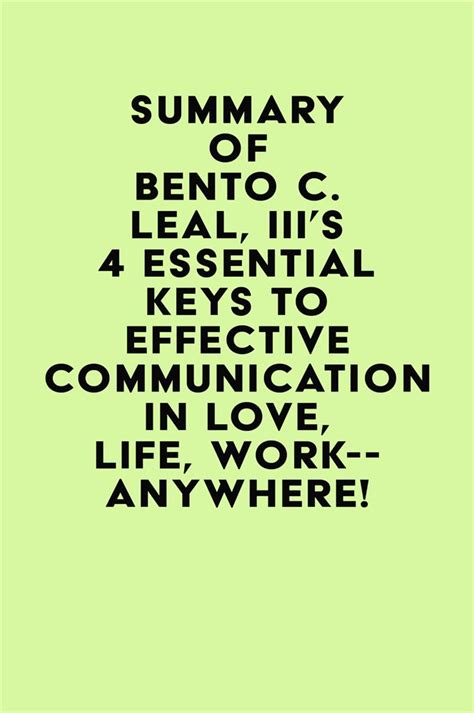 Summary Of Bento C Leal Iiis 4 Essential Keys To Effective