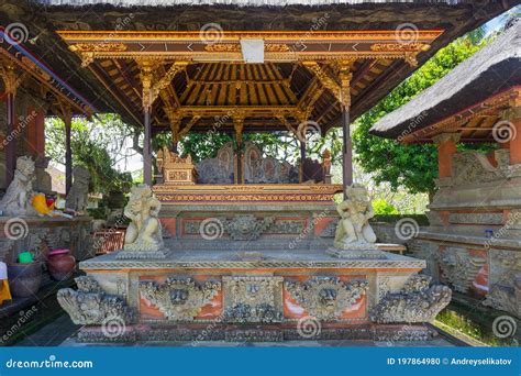 The Hindu Temple Of Pura Puseh Desa Batuan Unique Balinese Style Stock