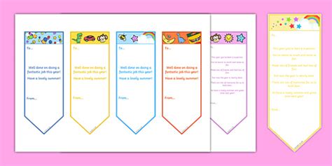 Printable Childrens Bookmarks End Of Year Eyfs Twinkl