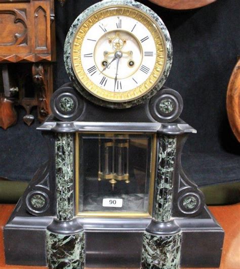 French Black Marble Mantel Clock With Open Escapement Clocks Marble