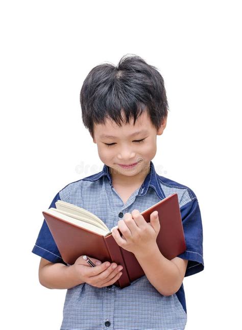 Happy Asian Boy Reading A Book Stock Photo Image Of Concentration