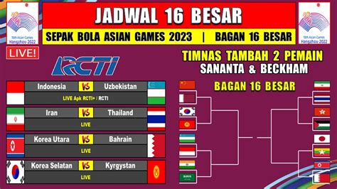 jadwal 16 besar asian games 2023 indonesia vs uzbekistan bagan 16 besar youtube