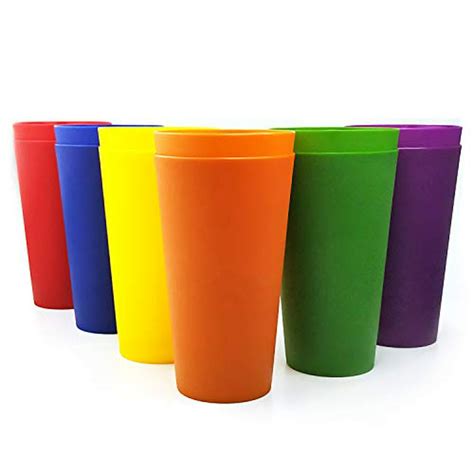 32 Ounce Plastic Tumblers Large Drinking Glasses Set Of 12 Multicolor
