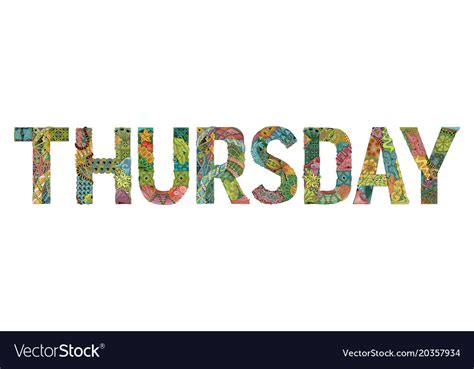 Word Thursday Decorative Entangle Object Vector Image