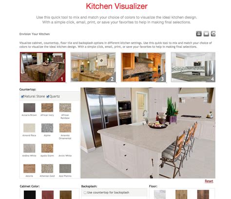 Pick a backsplash design (or choose to use the countertop as a backsplash) find the floor that most resembles yours or the new floor you plan to install. Decorate Your Kitchen Using Our New Kitchen Visualizer ...