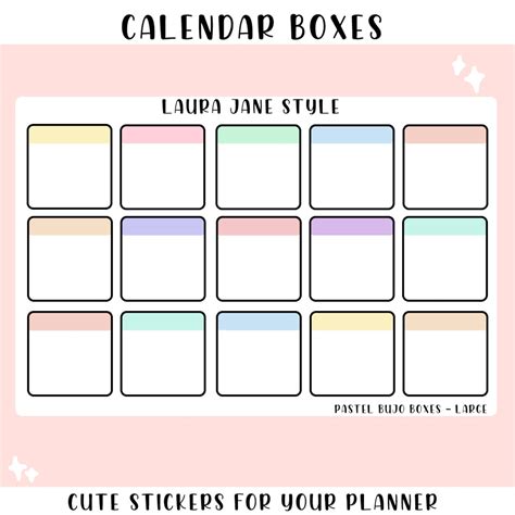 large blank boxes calendar boxes monthly boxes bullet etsy